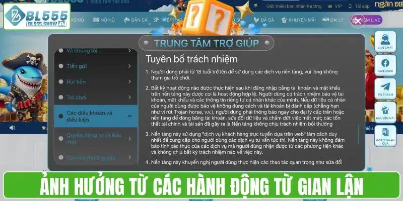 Ảnh hưởng từ các hành động từ gian lận của bên ngoài